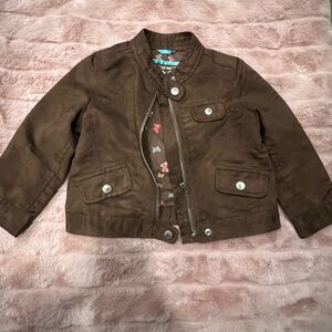 Brown Kids Moto Jacket Faux Suede